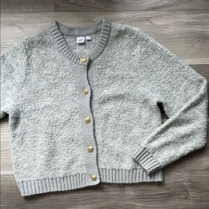 GAP Women's Wool Blend Gray Button-Up Sweater